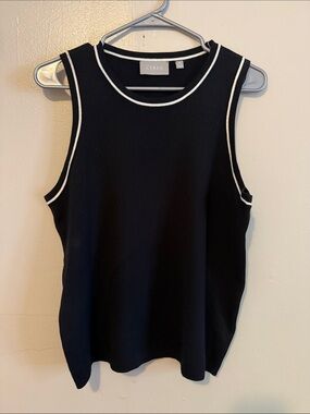 Cyrus Black Tank with White Piping